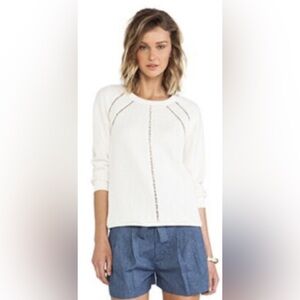 Marc Jacobs Demi Jacquard antique white cotton sweatshirt w/ cutout details -S